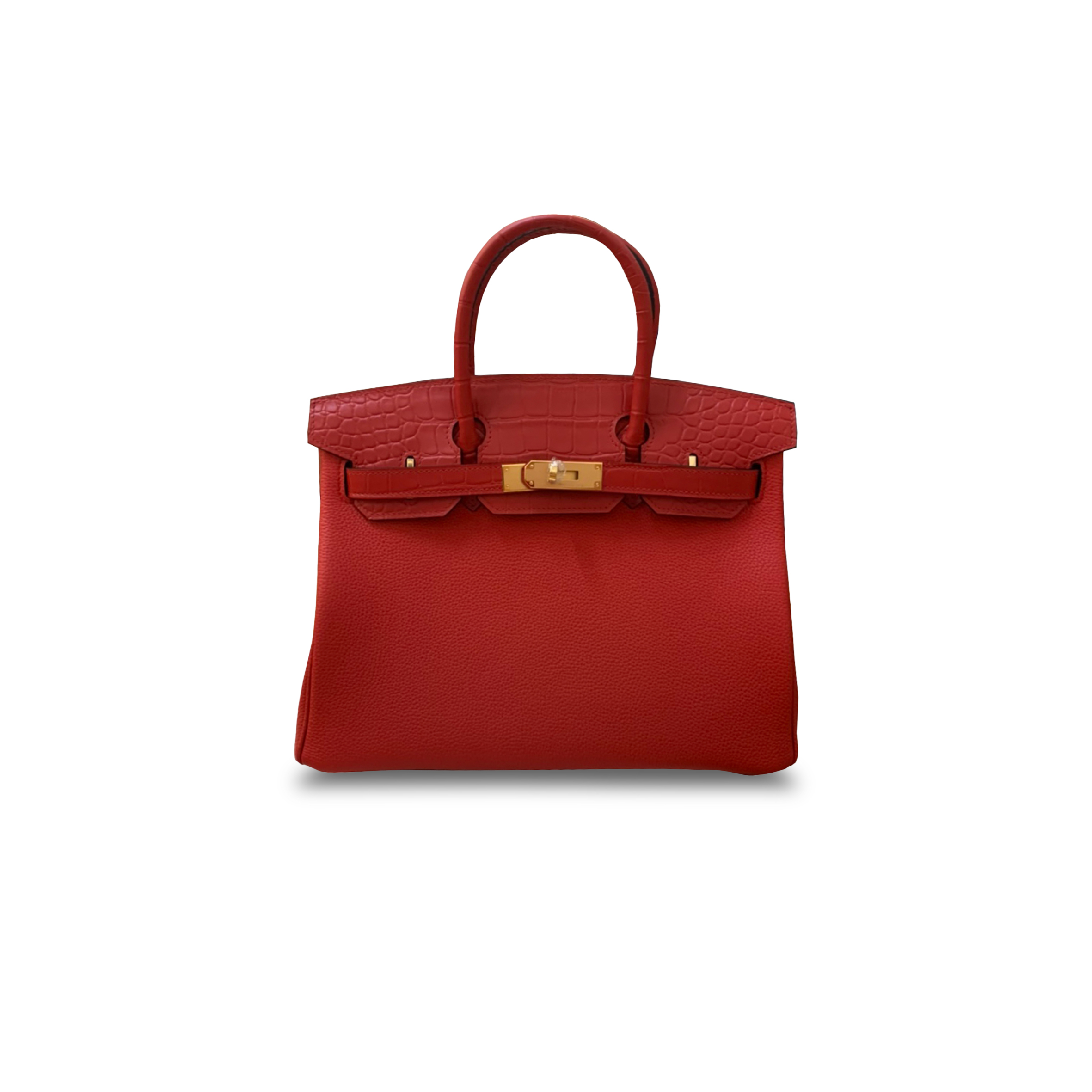 H**mes master birkin 30 matte crocodile and togo leather red bag gold buckle h076235ck32 (30*22*16cm)